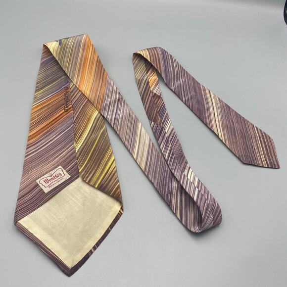 Vintage 40s Wembley Hand Brushed‎ Tie Bird Feathers Leaves Swing Necktie AS IS - Picture 6 of 8